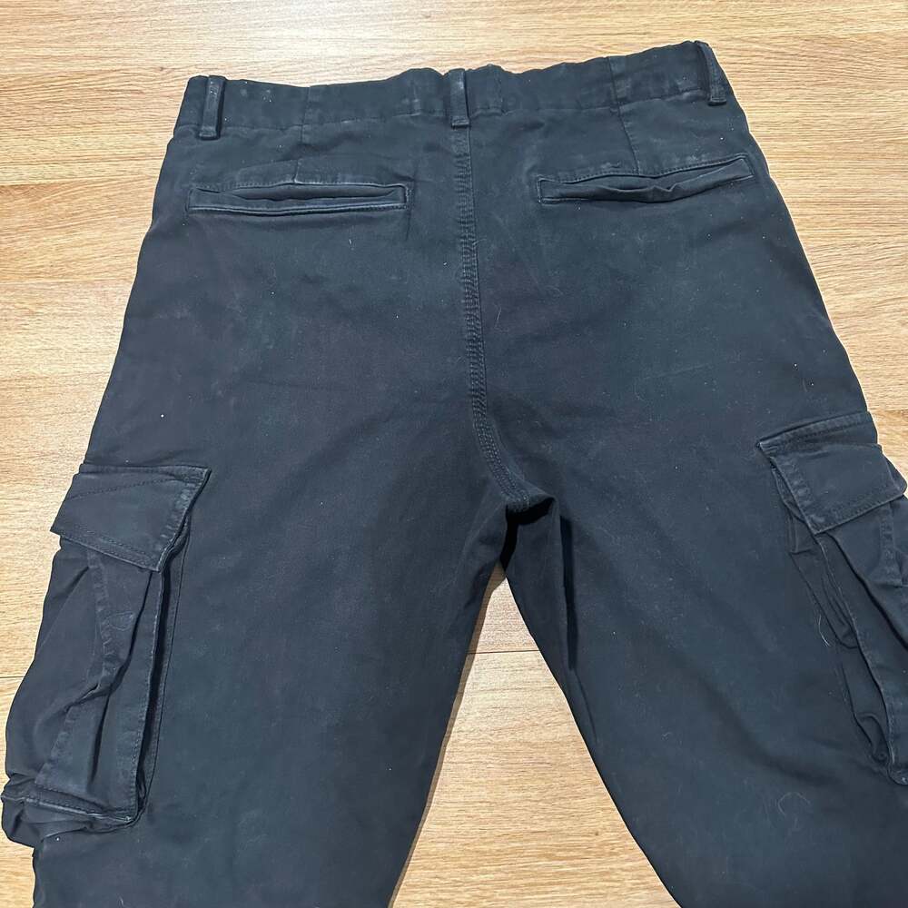 Zara Men's Cargo Pants 31 US BLACK Cotton Blend Straight Leg